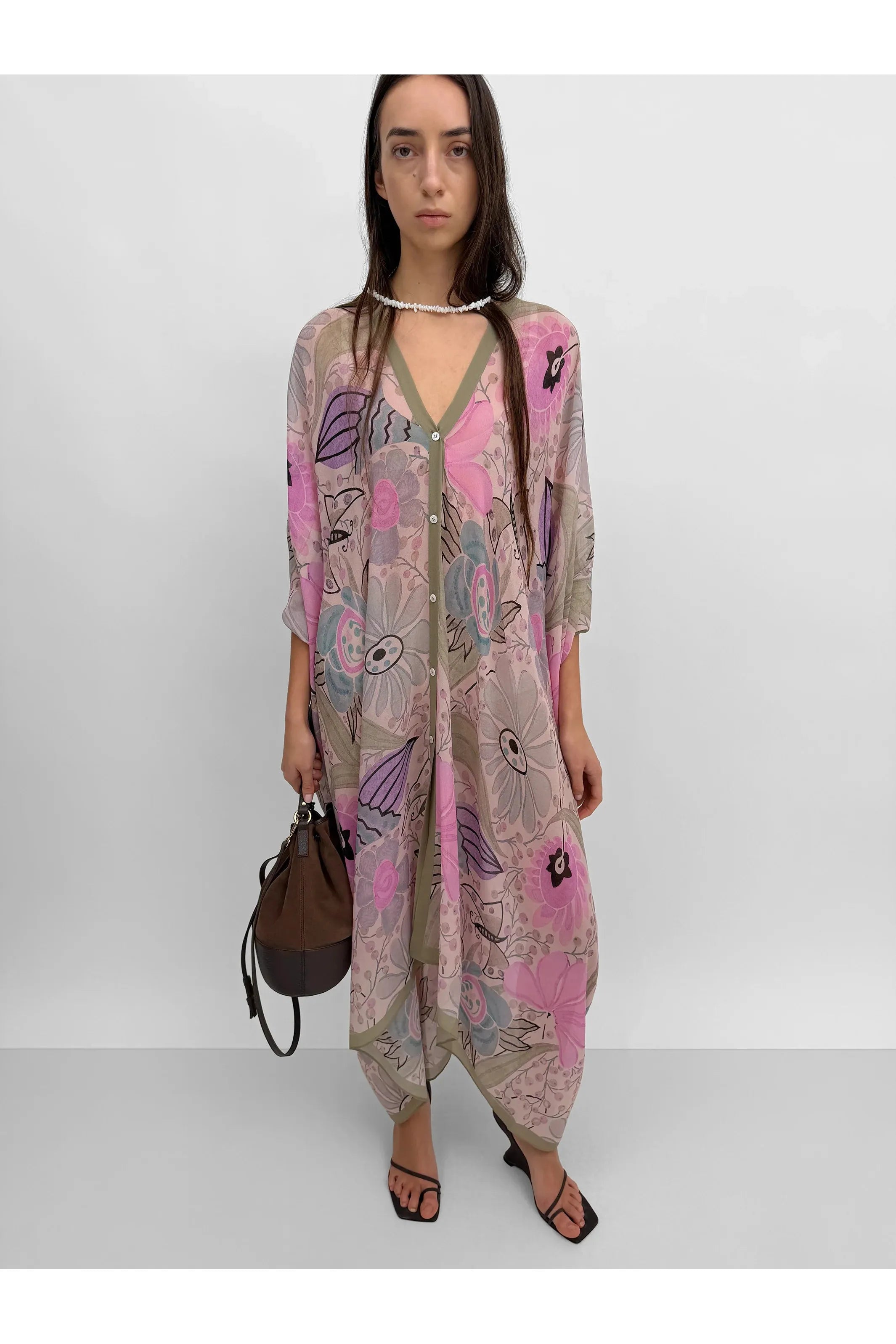 The Agave silk caftan in Ducharne – Primm's