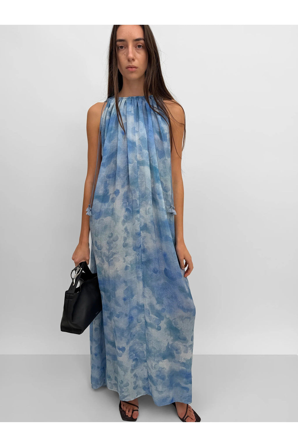 The Lobelia maxi halterneck dress in Clouds Rodebjer