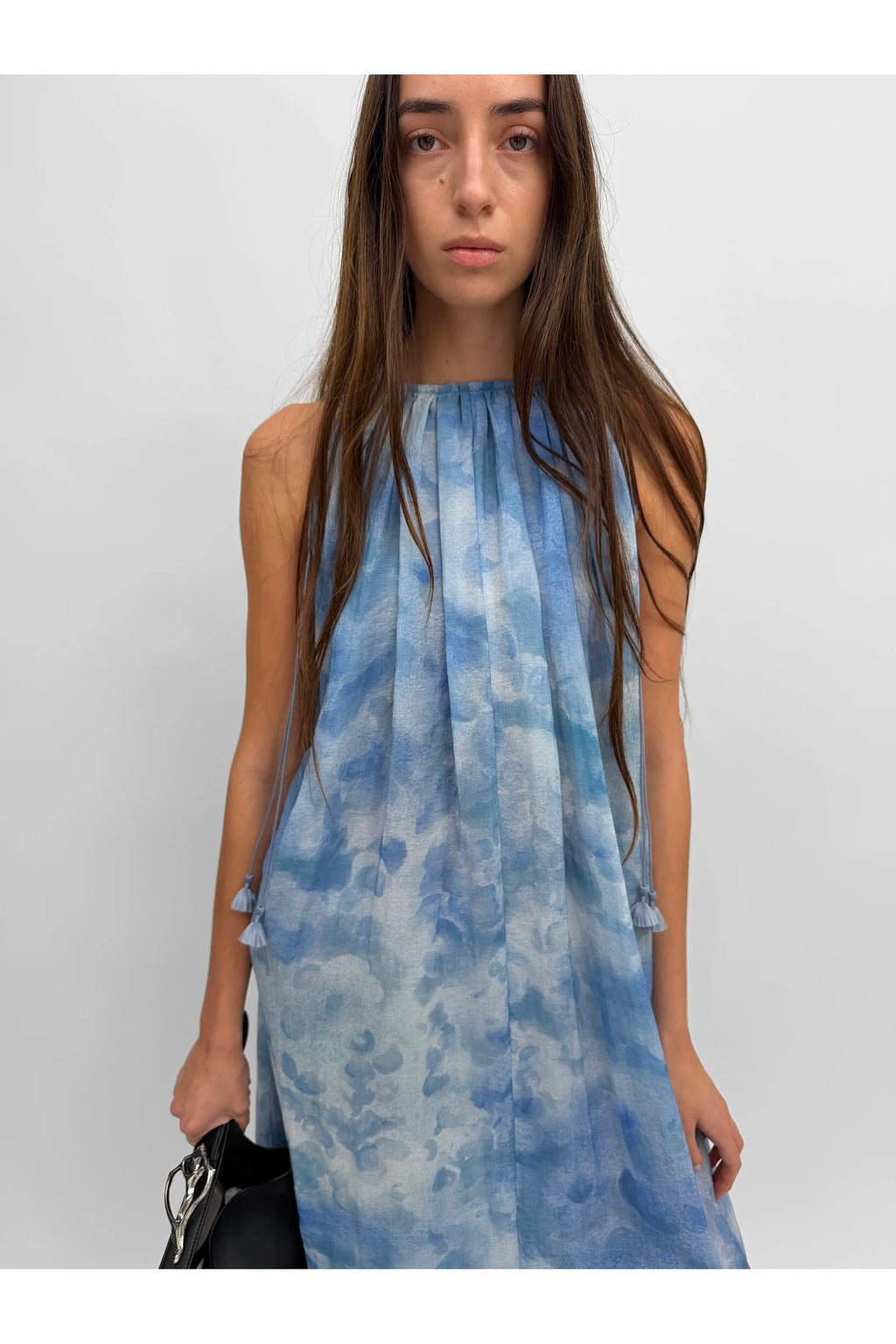 The Lobelia maxi halterneck dress in Clouds Rodebjer