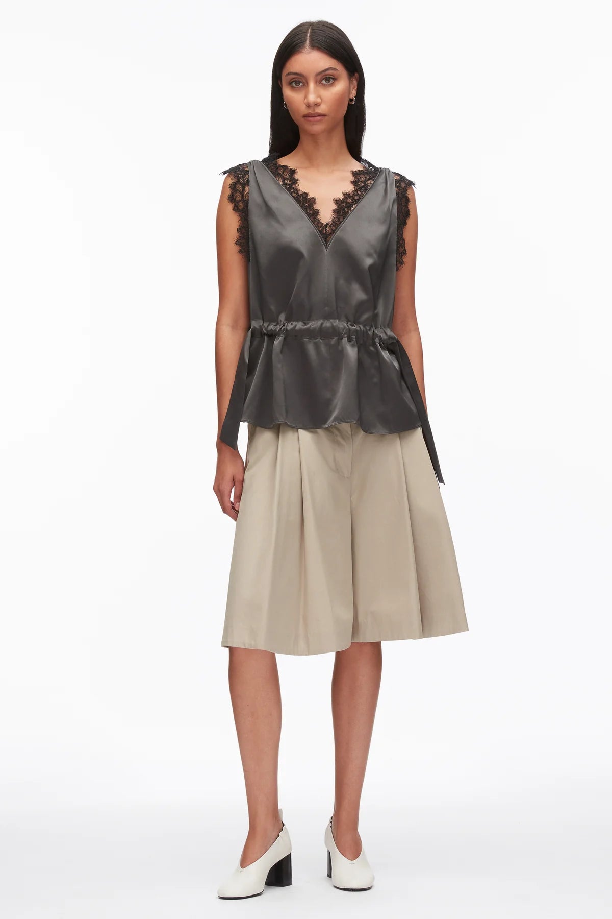 Phillip Lim - Satin Lace Combo SLVLS Top With Waist Tie Phillip Lim