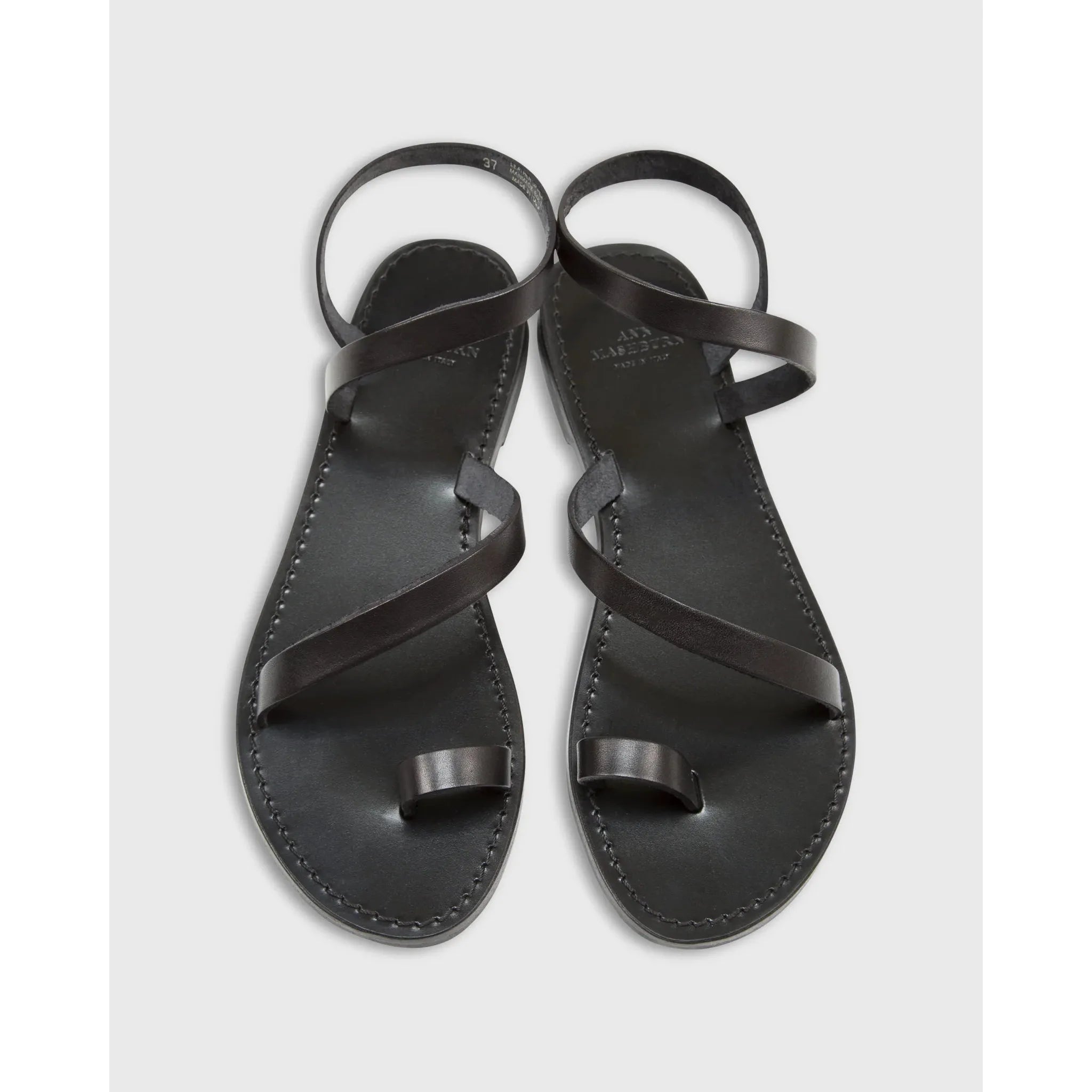 Lavender Diagonal Strap Sandal Black