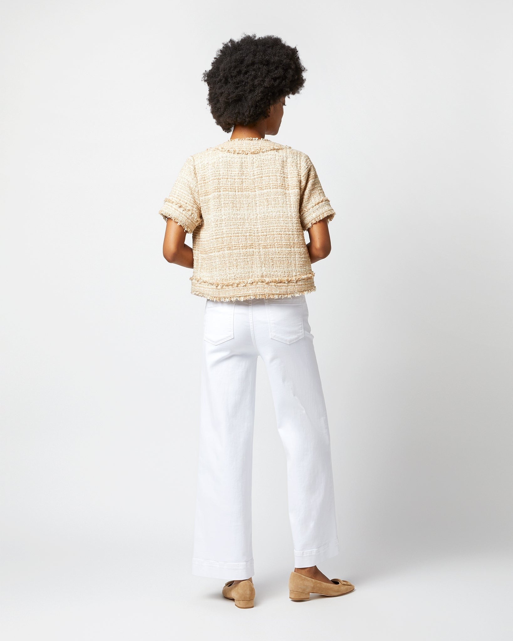 Ann Mashburn Shirt-Sleeve Kiki Jacket Raffia Textured Tweed