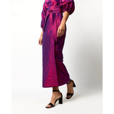 Ann Mashburn Kira Maxi Wrap Skirt Berry Iridescent Silk Shantung