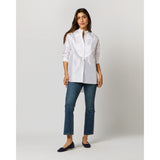 Ann Mashburn Christiane Bib-Front Tunic Ivory Silk Shantung