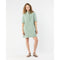 Beige Elbow-Sleeve Frill Dress Green/White Small Bengal Stripe Stretch Seersucker
