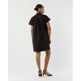 Lavender Ann Mashburn Libby Dress in Black Sahara Linen