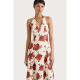 Faithfull Marais Midi Dress Cecile Floral Garnet