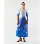 Lavender Ann Mashburn Paige Maxi Dress Blue Watercolor Printed Mikado
