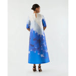 Lavender Ann Mashburn Paige Maxi Dress Blue Watercolor Printed Mikado