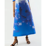 Lavender Ann Mashburn Paige Maxi Dress Blue Watercolor Printed Mikado