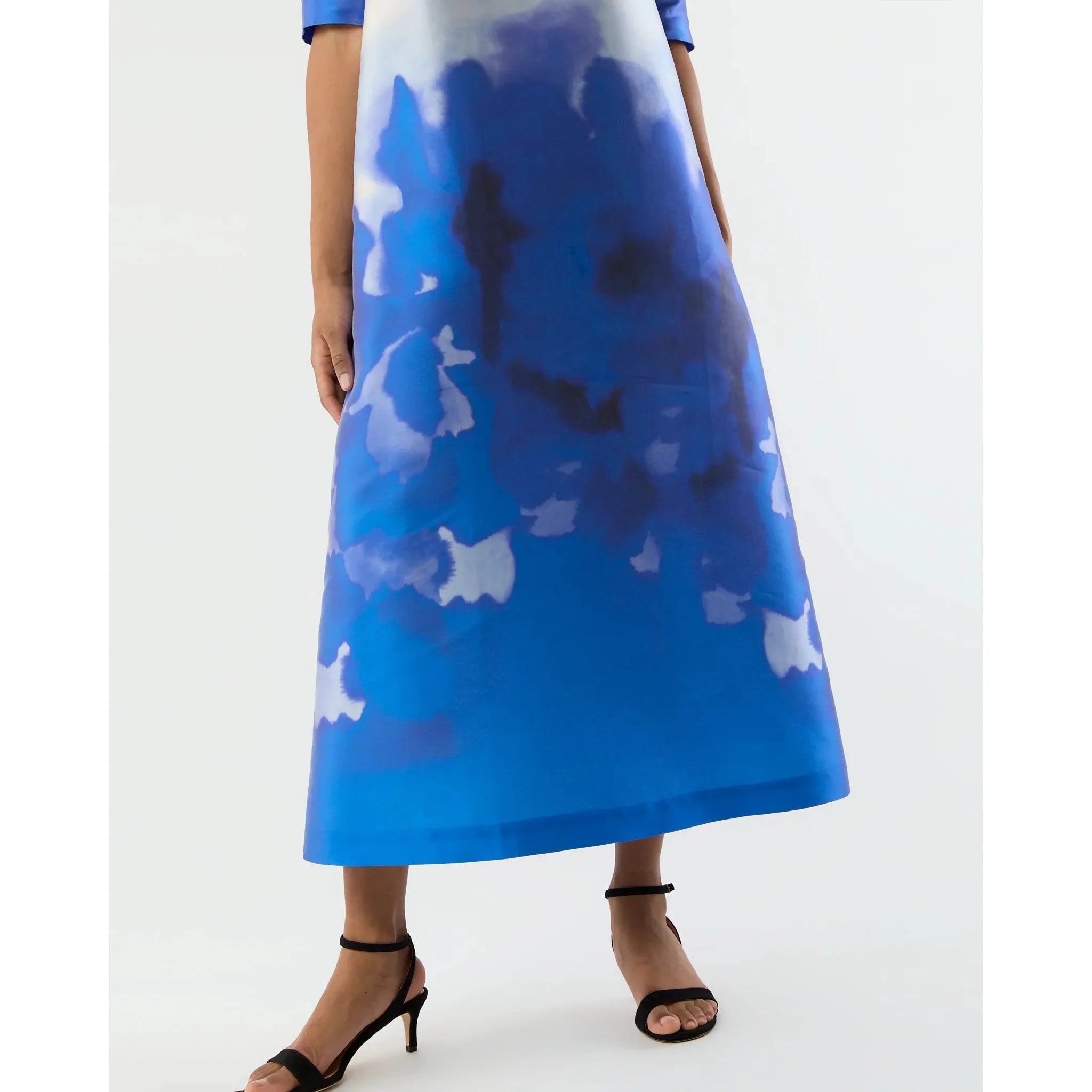 Lavender Ann Mashburn Paige Maxi Dress Blue Watercolor Printed Mikado
