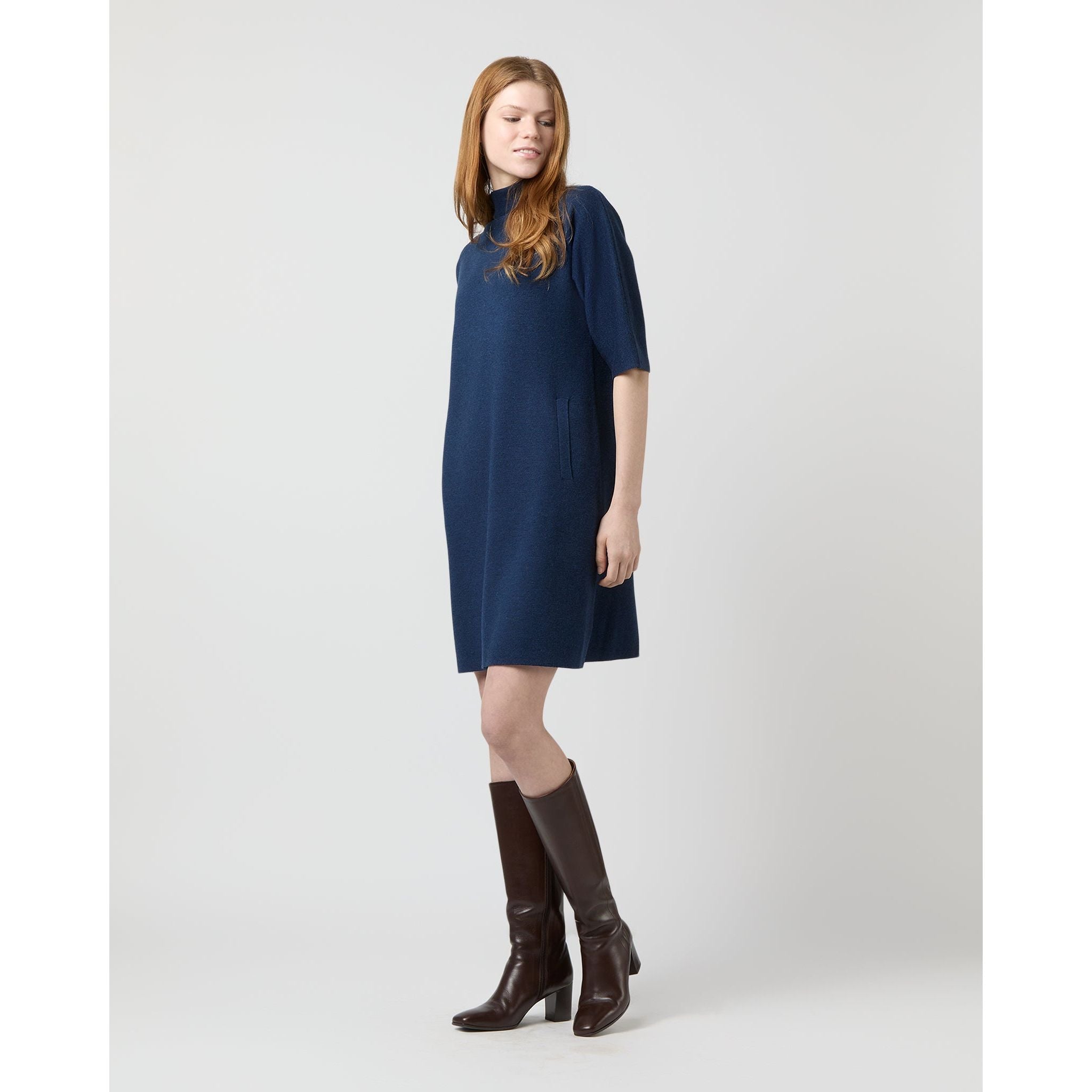 Rowan Short-Sleeved Funnel Neck Dress