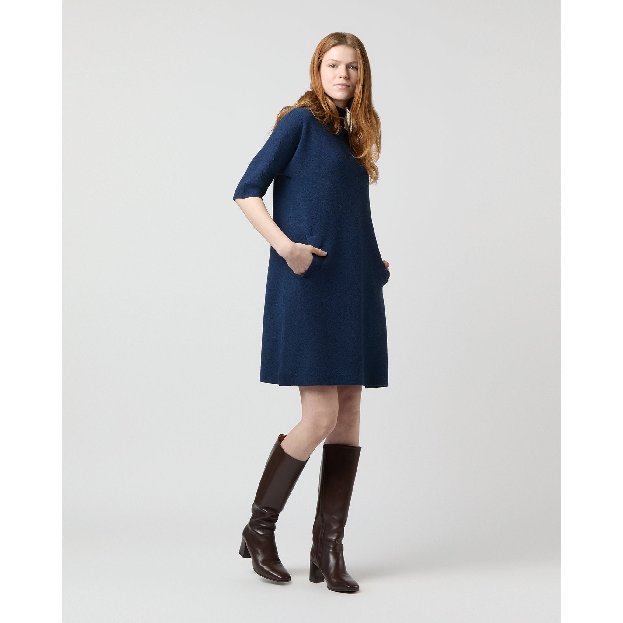 Rowan Short-Sleeved Funnel Neck Dress