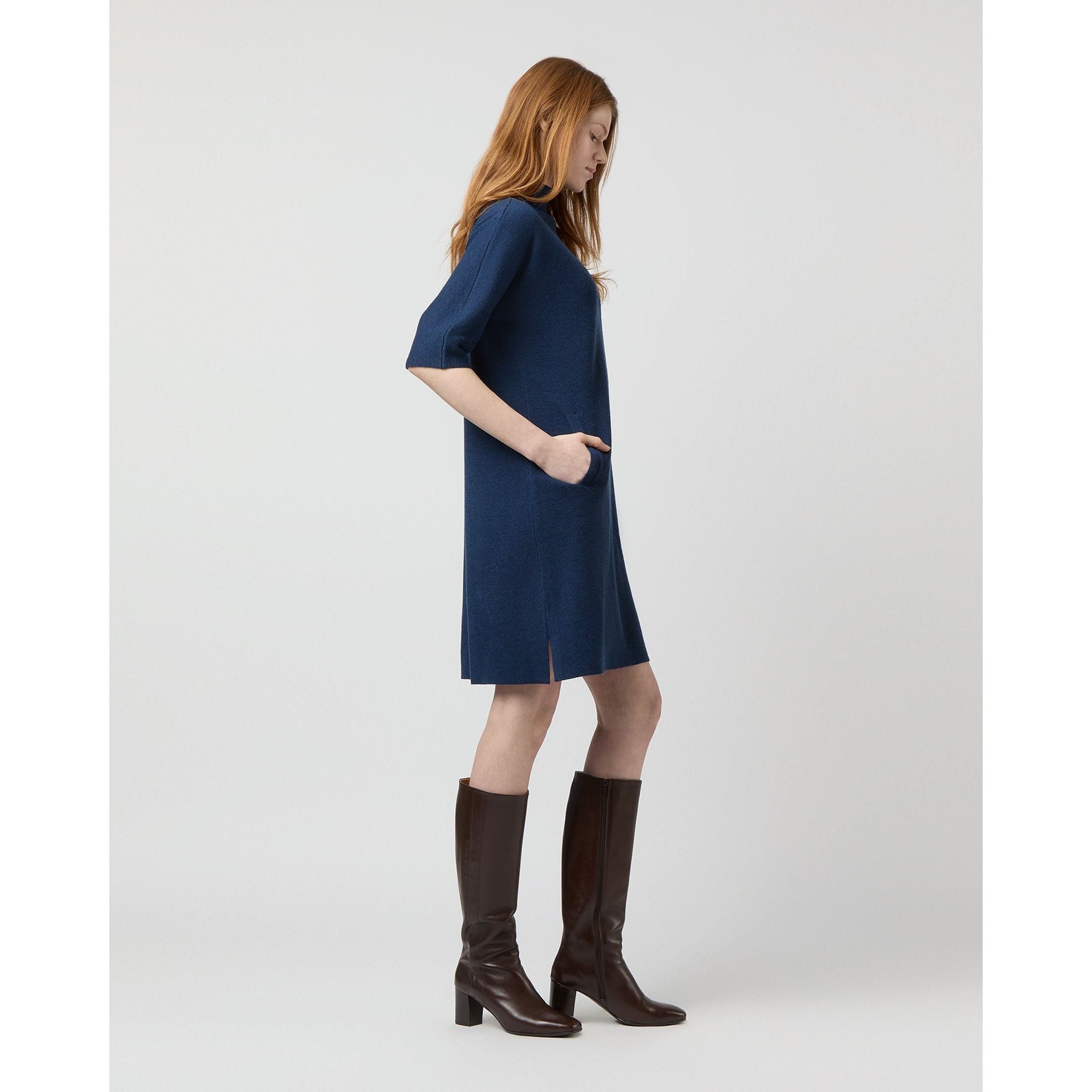 Rowan Short-Sleeved Funnel Neck Dress