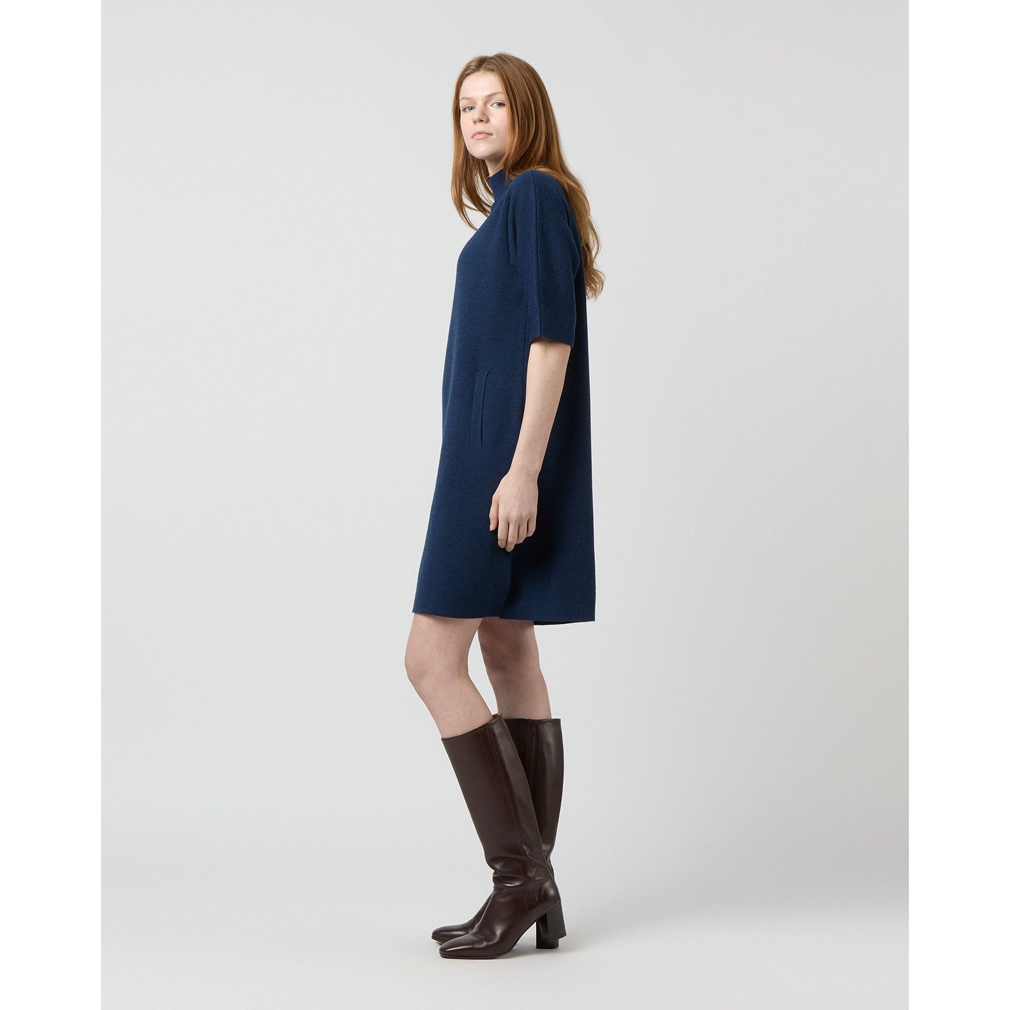 Rowan Short-Sleeved Funnel Neck Dress