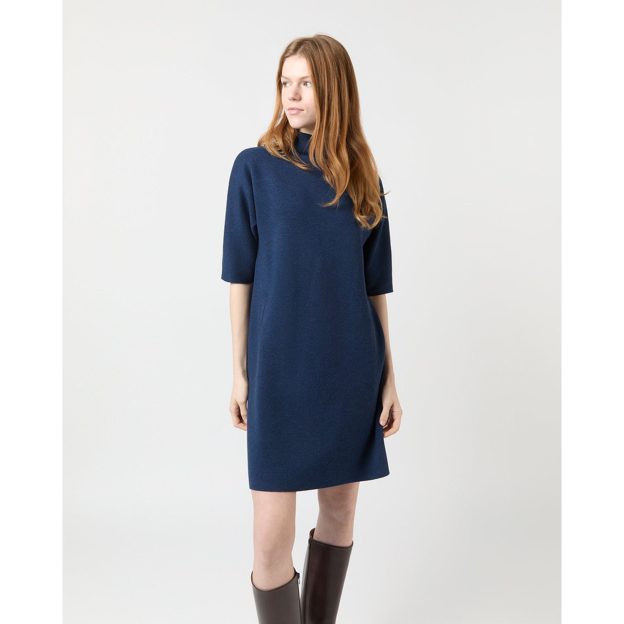 Rowan Short-Sleeved Funnel Neck Dress