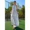 Dark Olive Green High/Low Halter Maxi Dress Ironwork Scarf