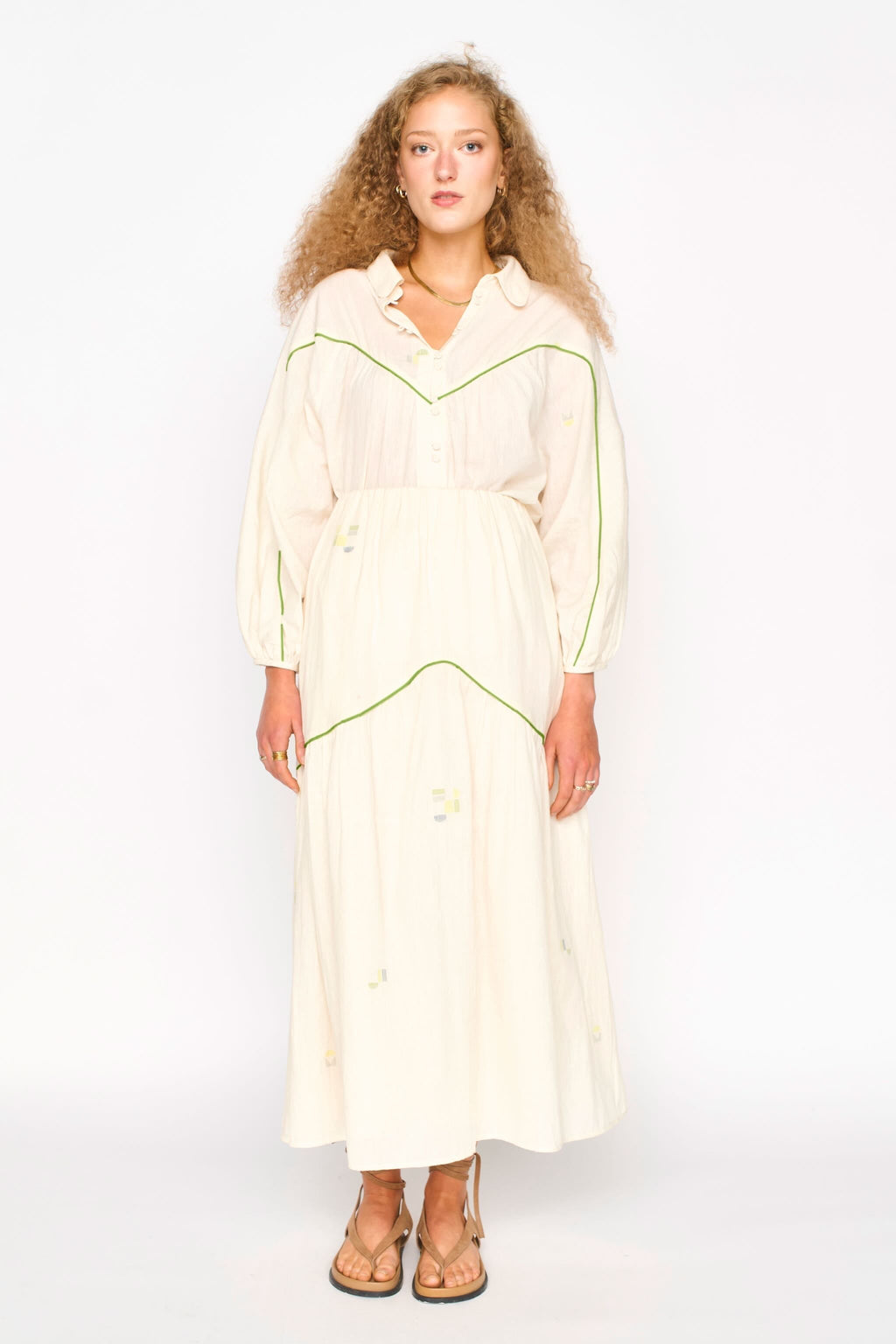Brighton Skirt in Lime Jamdani MIRTH