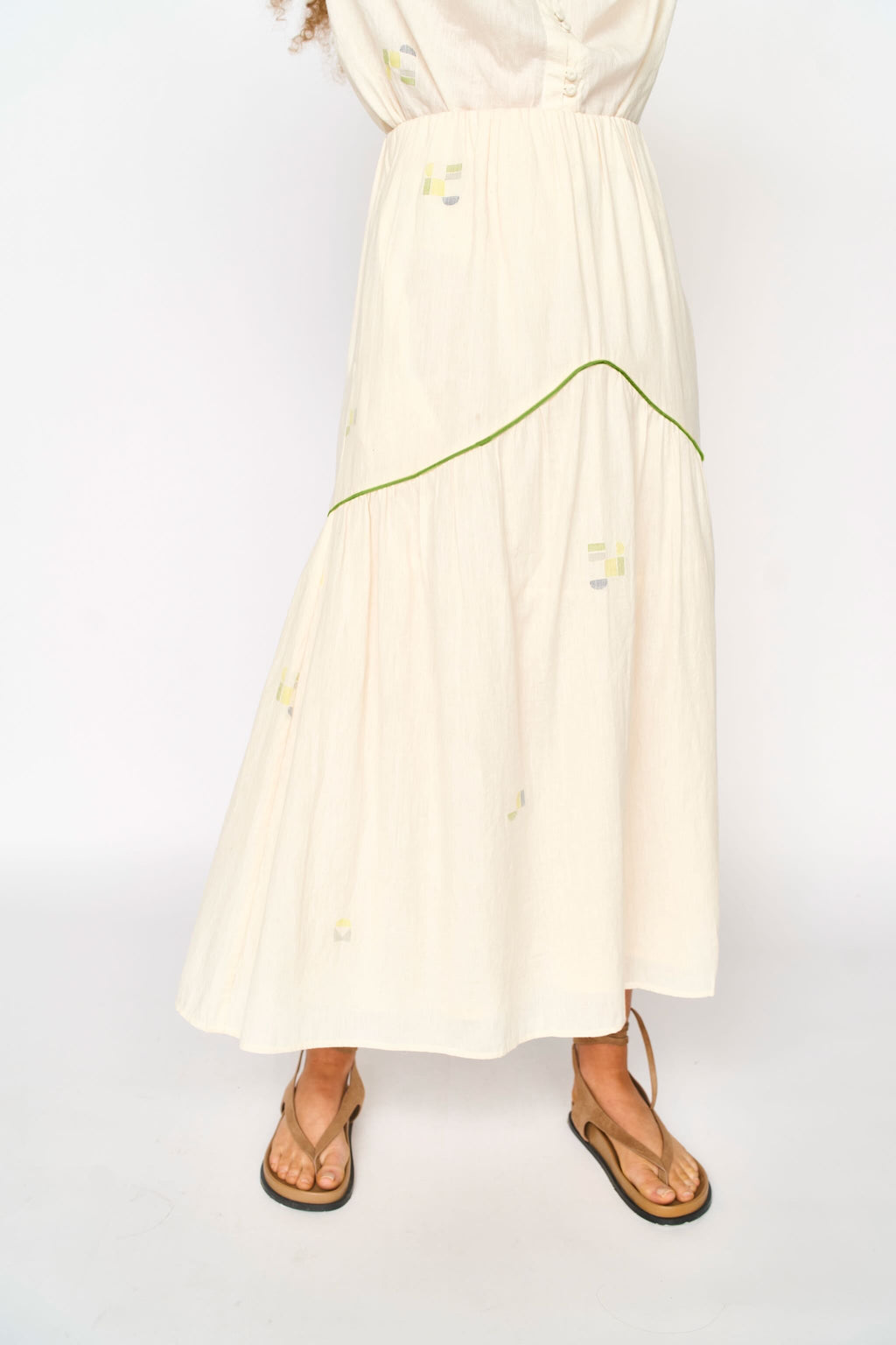Brighton Skirt in Lime Jamdani MIRTH
