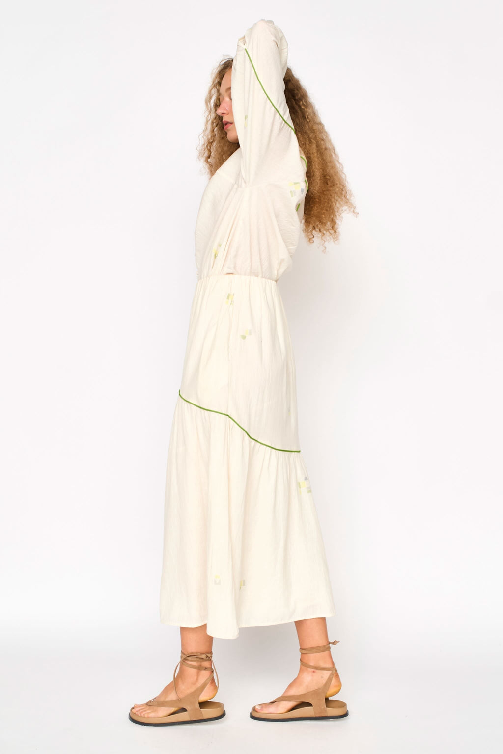 Brighton Skirt in Lime Jamdani MIRTH