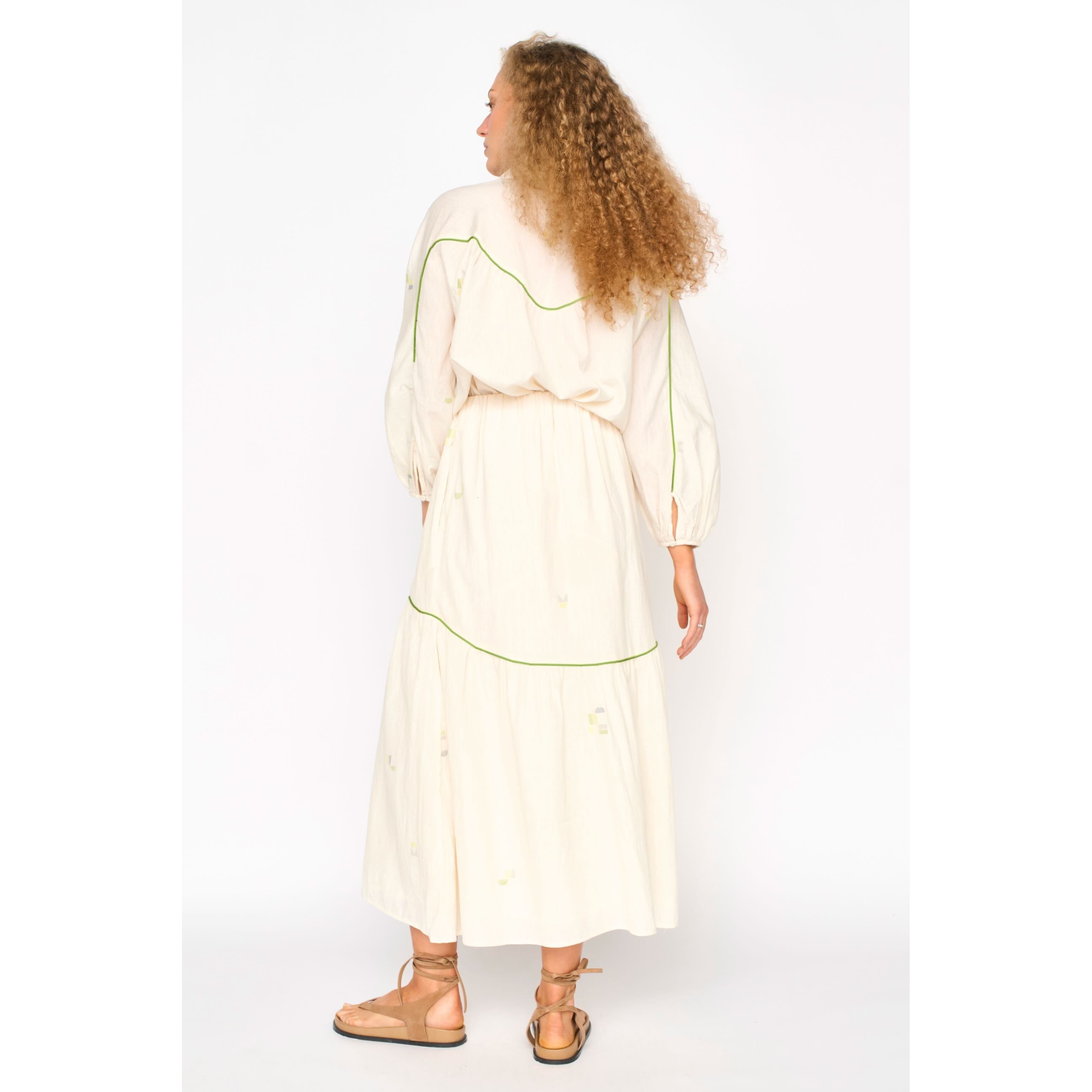 Brighton Skirt in Lime Jamdani MIRTH