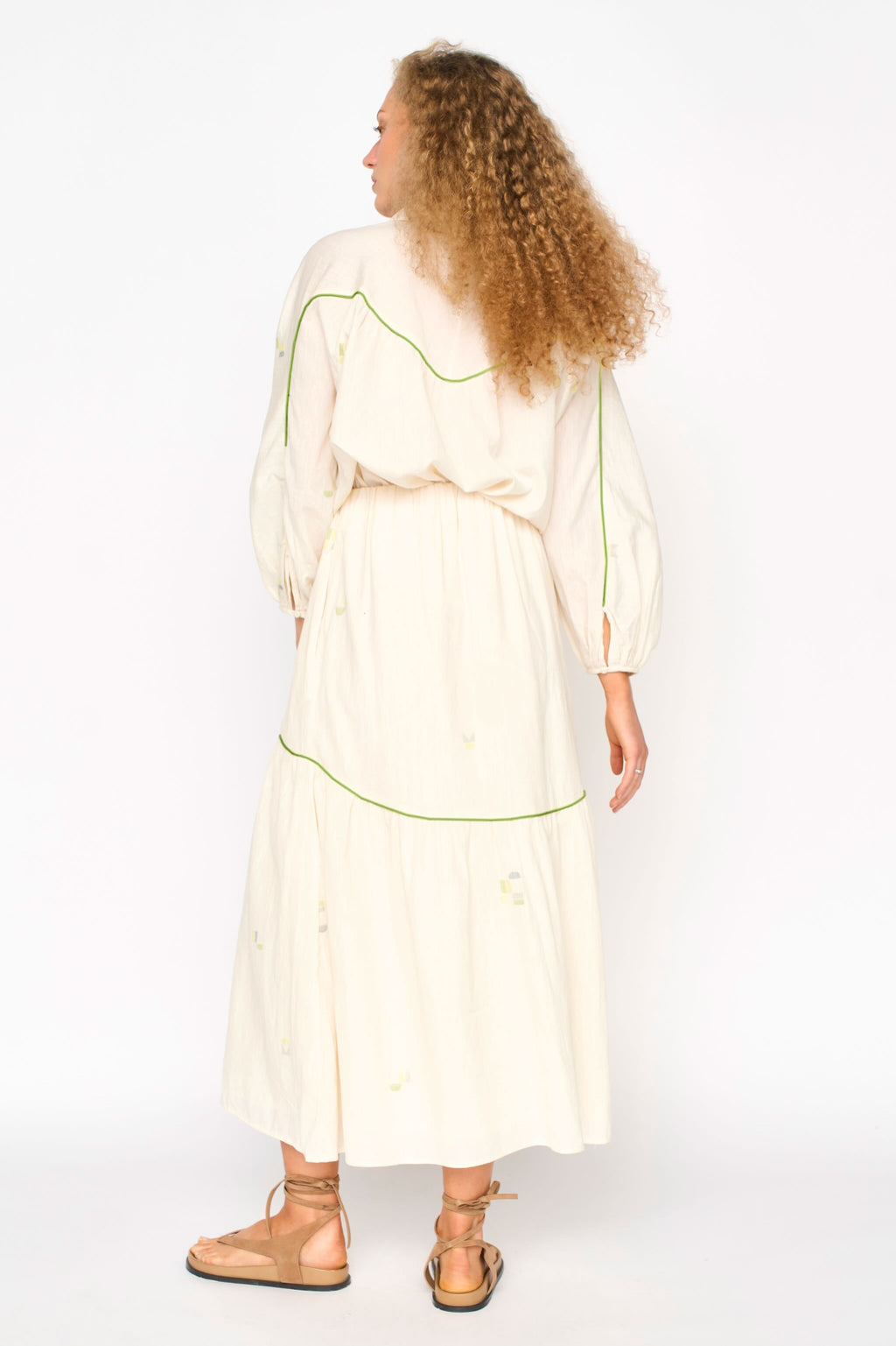 Brighton Skirt in Lime Jamdani MIRTH