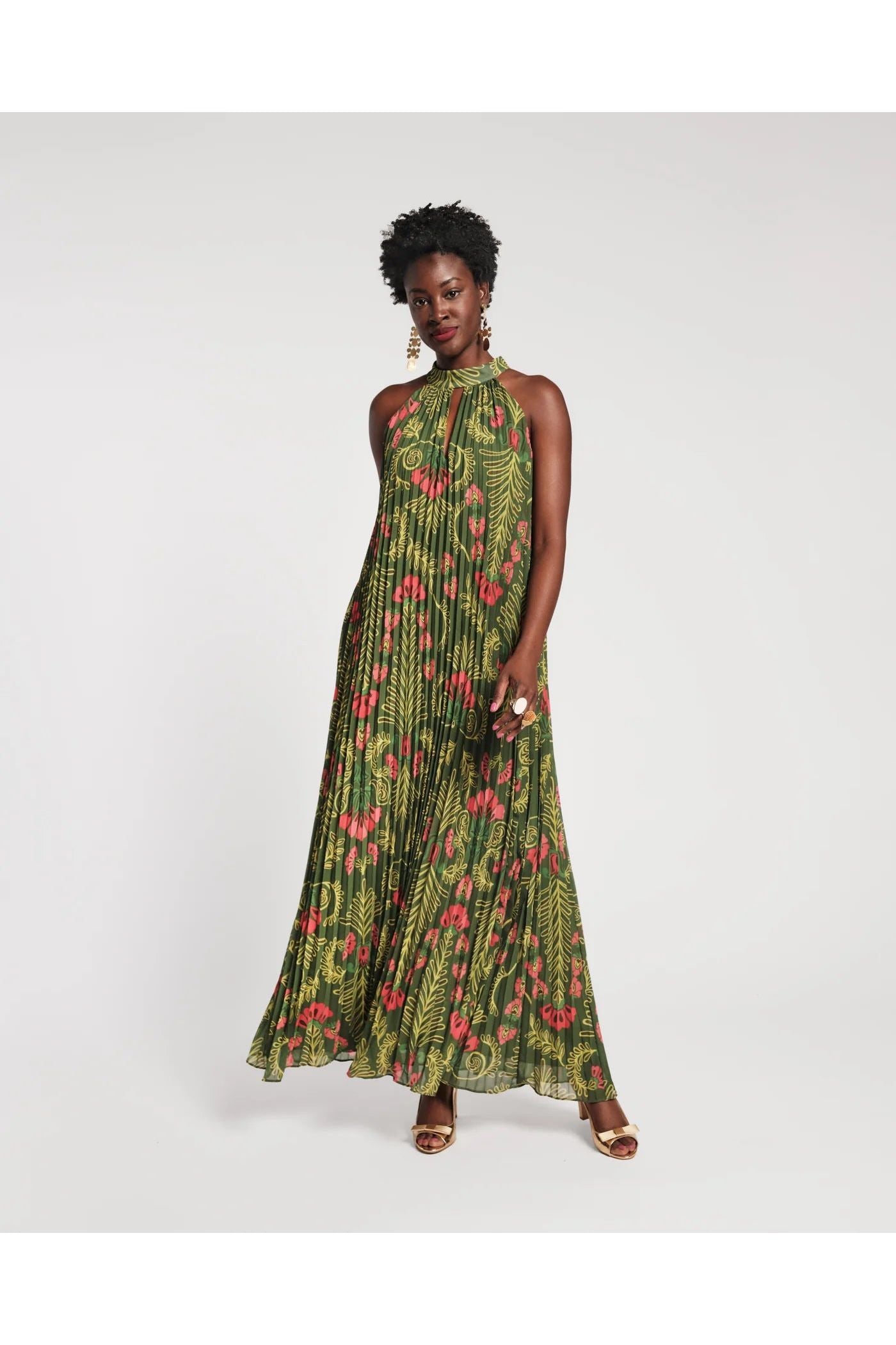 Slim Pleated Maxi Dress Frances Valentine