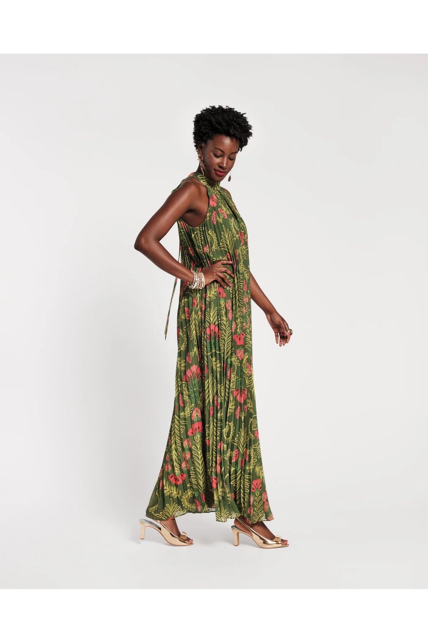 Slim Pleated Maxi Dress Frances Valentine
