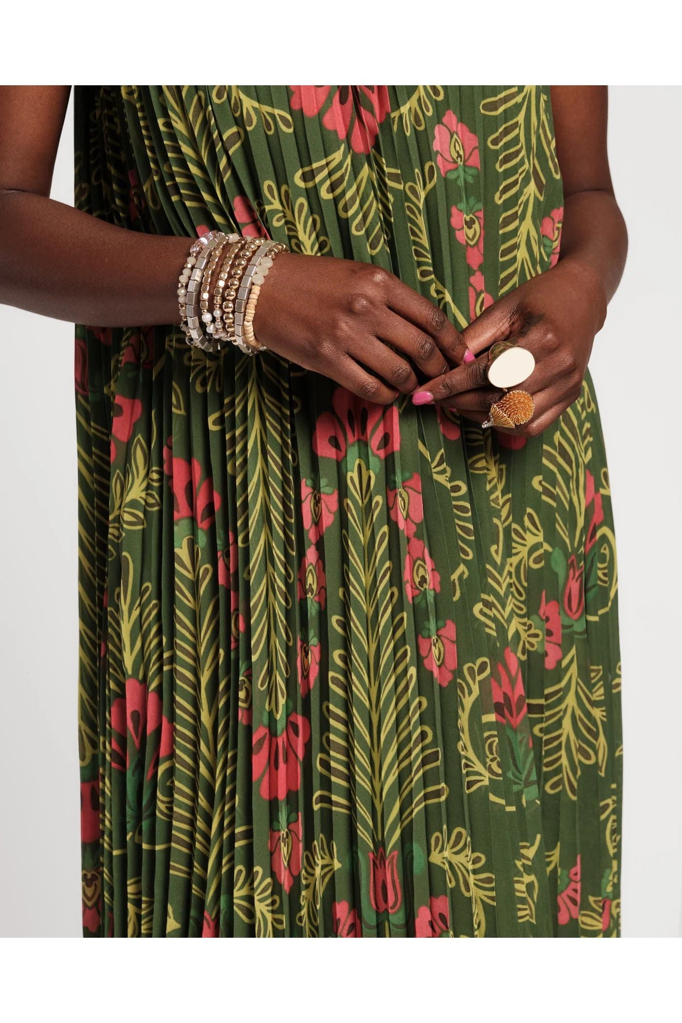 Slim Pleated Maxi Dress Frances Valentine
