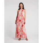 Slim Pleated Maxi Dress Wild Tulip Poly Pink/Multi Frances Valentine