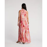 Slim Pleated Maxi Dress Wild Tulip Poly Pink/Multi Frances Valentine