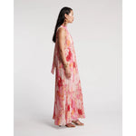 Slim Pleated Maxi Dress Wild Tulip Poly Pink/Multi Frances Valentine
