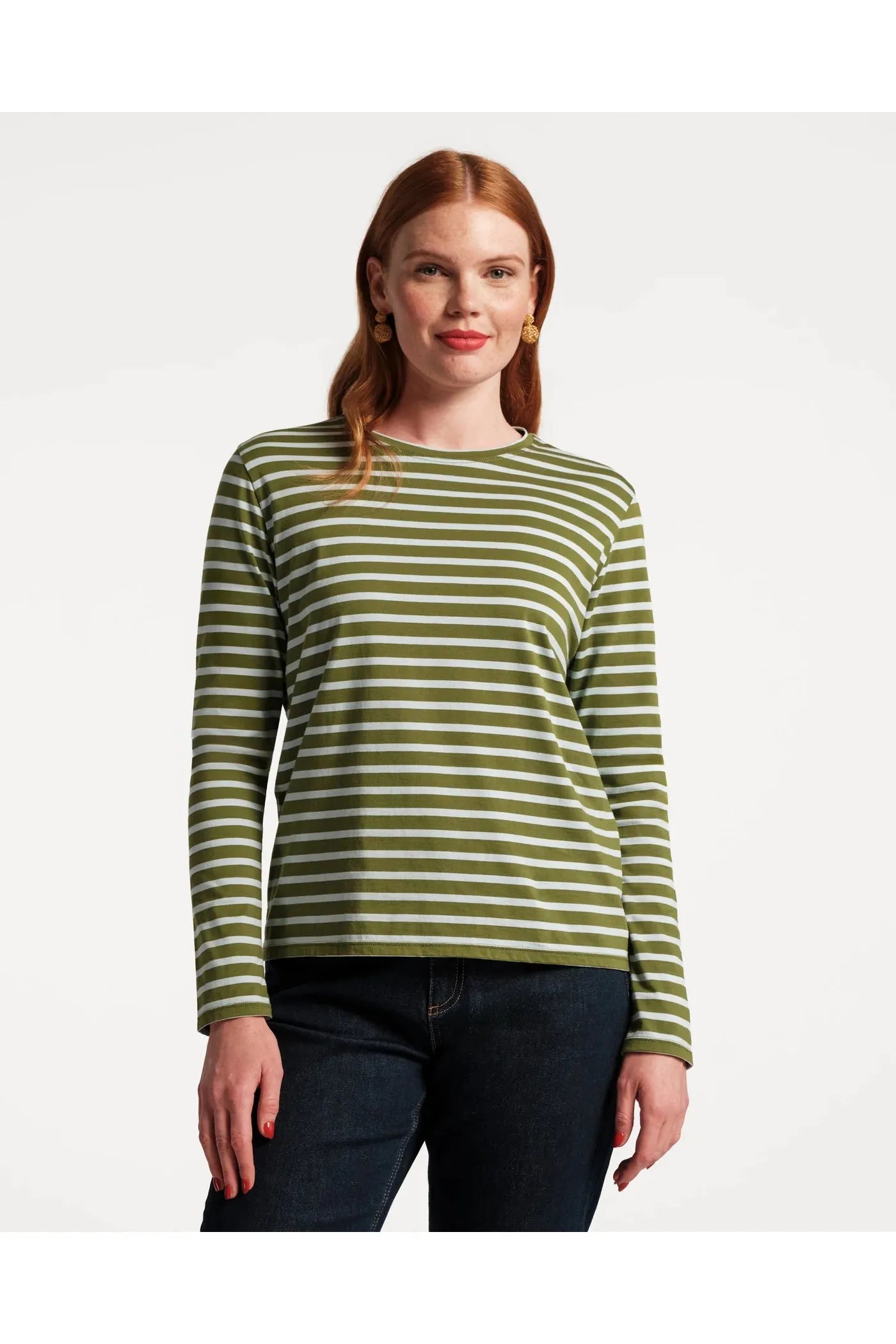 Long Sleeve Striped Green/ Light Blue Frances Valentine
