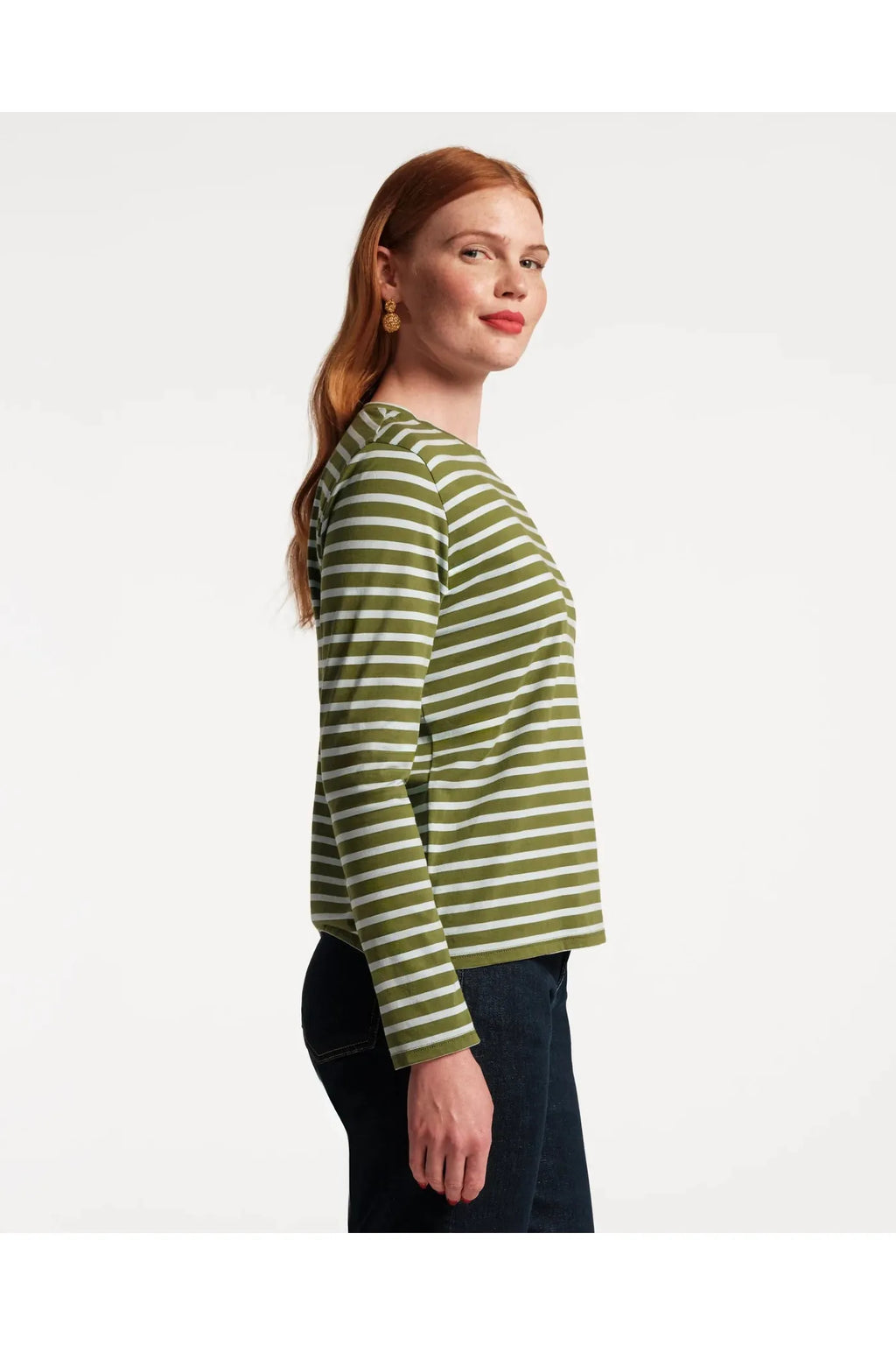 Long Sleeve Striped Green/ Light Blue Frances Valentine