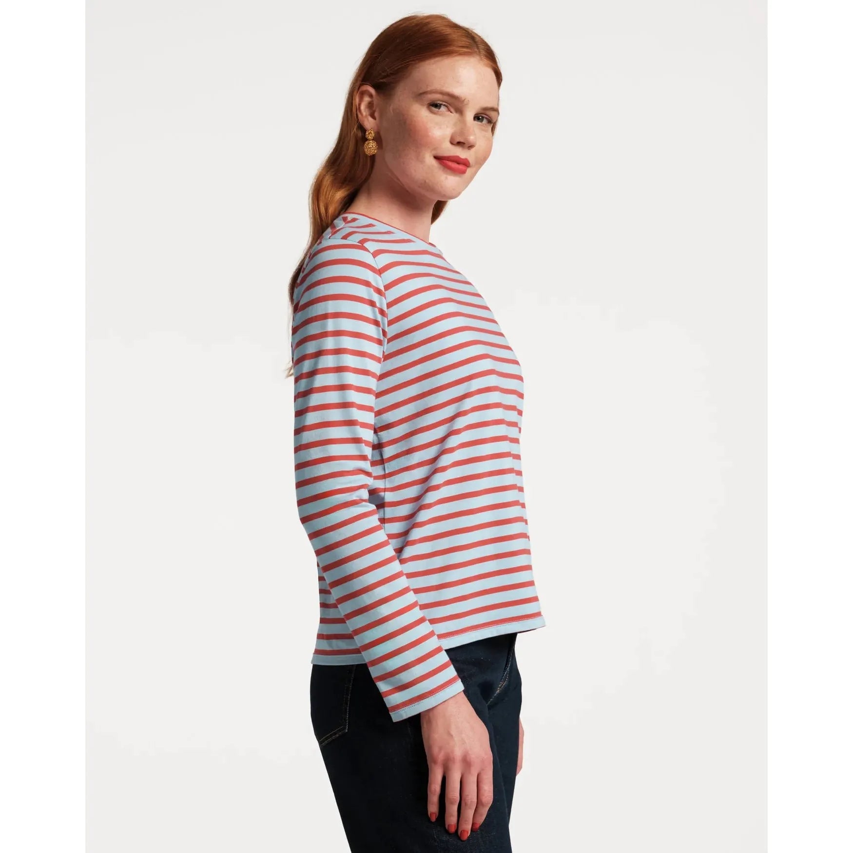 Beige Long Sleeve Striped Tee