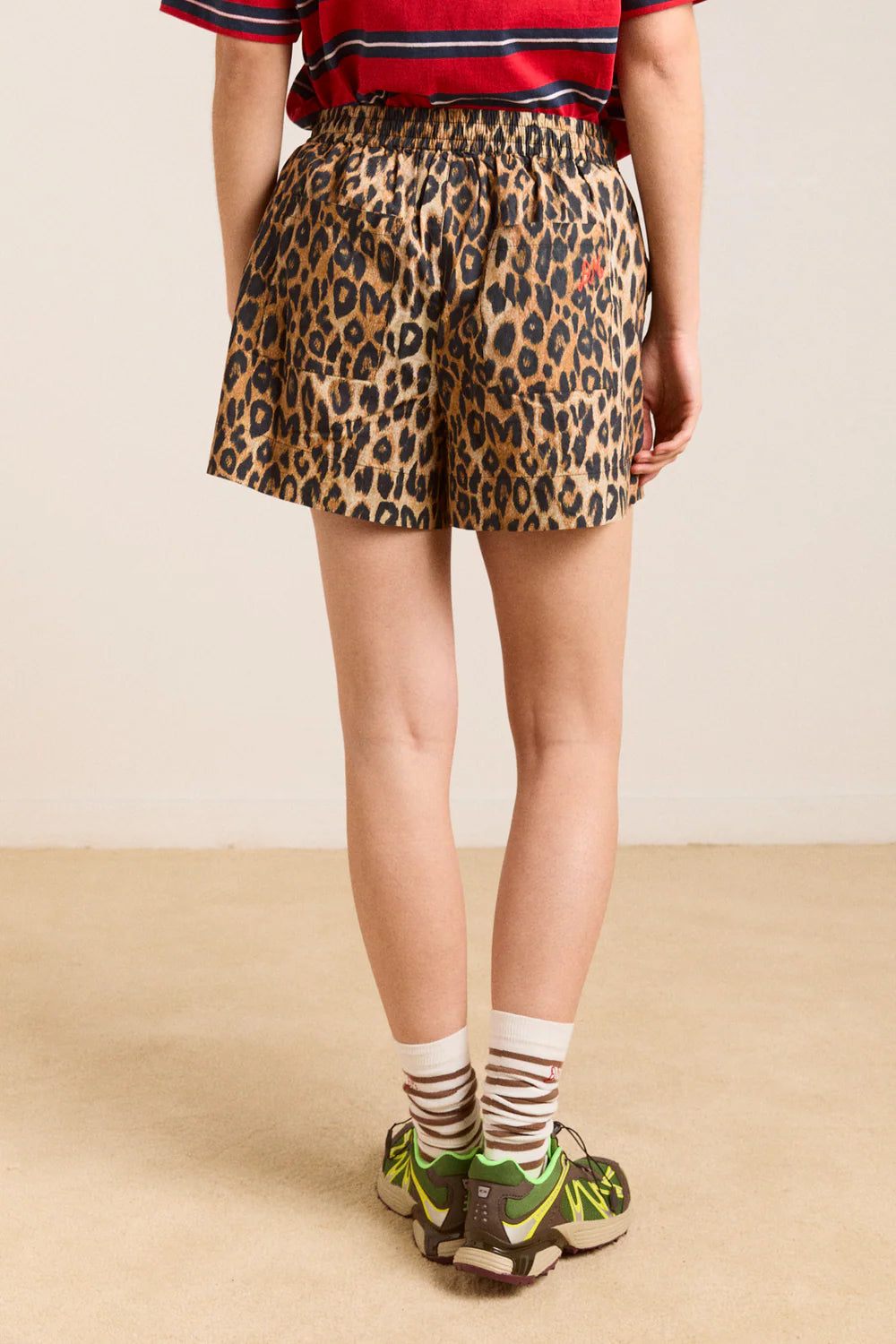 Pull on Shorts - Leopard Damson Madder