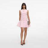 PINK POINTELLE DIAMANTE KNIT MINI DRESS SELF-PORTRAIT