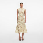 YELLOW CROCHET LACE MIDI DRESS SELF-PORTRAIT