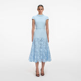 BLUE CREPE LACE MIDI DRESS SELF-PORTRAIT