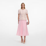 PINK SEQUIN BOUCLE TAILORED MIDI DRESS SELF-PORTRAIT