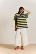 ZIA RUGBY SHIRT - MIX STRIPE Damson Madder
