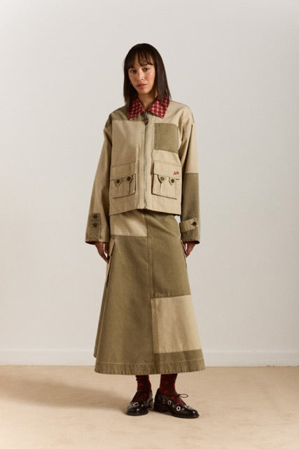 MARCELLE BARN MIDI SKIRT - OLIVE Damson Madder
