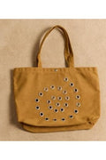 RAINE SWIRLY EYELET TOTE BAG - TOFFEE Damson Madder
