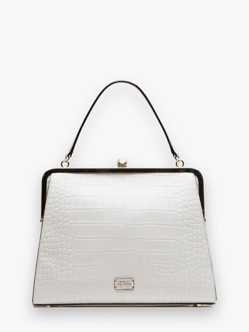 Jackie Frame Bag Croc Emboss Leather Oyster OS Frances Valentine
