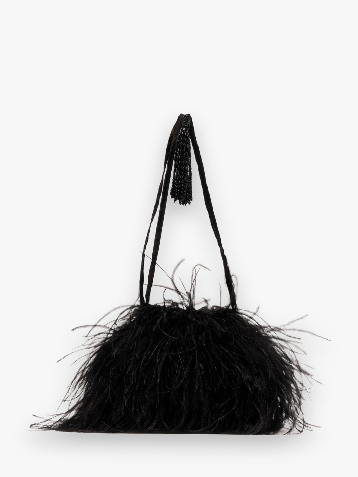 Pouf Bag Feather Satin Black OS Frances Valentine
