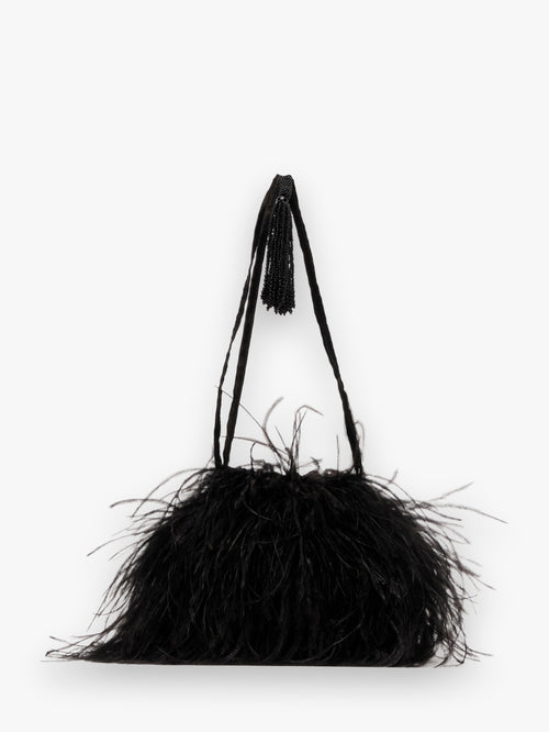 Pouf Bag Feather Satin Black OS Frances Valentine