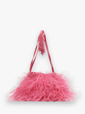 Pouf Bag Feather Satin Pink OS Frances Valentine
