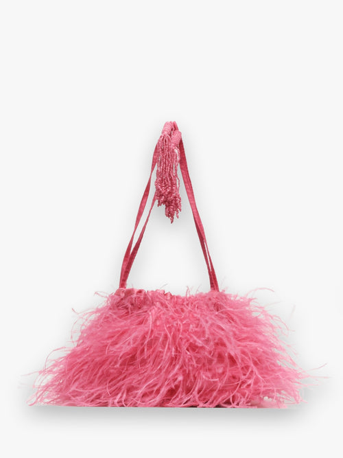 Pouf Bag Feather Satin Pink OS Frances Valentine