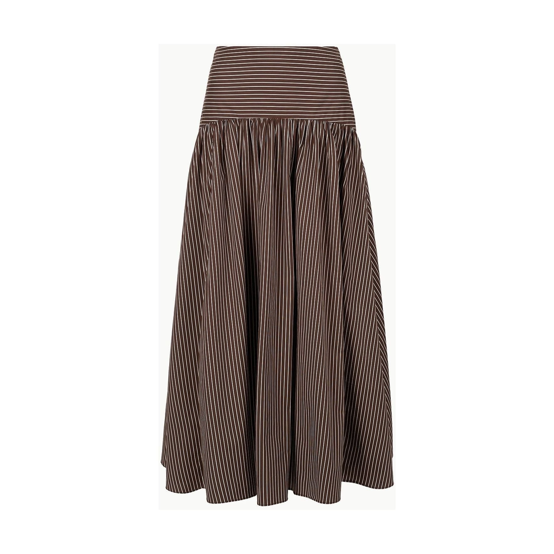 Staud Procida Skirt Dark Oak Micro Stripe