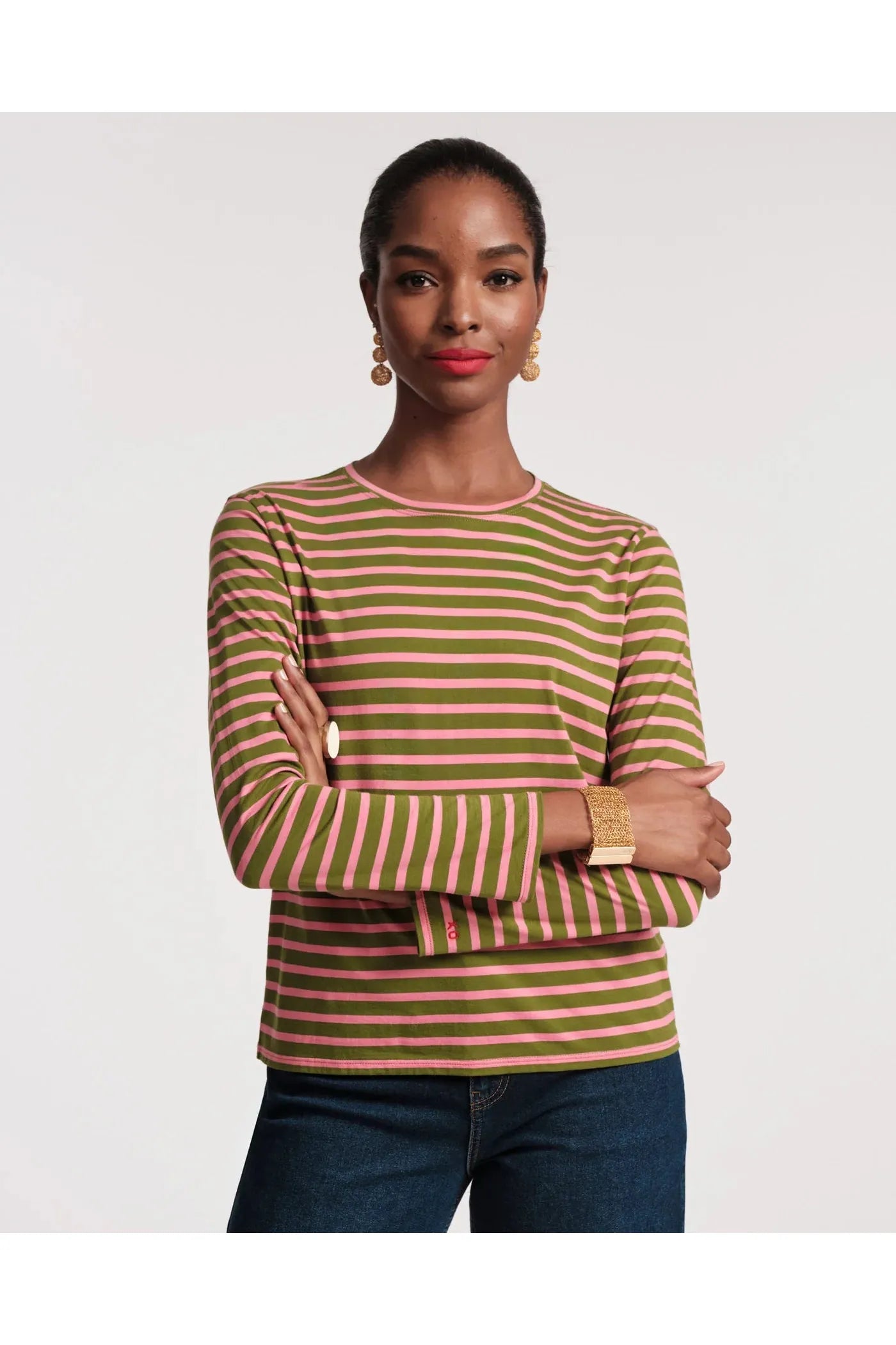 Striped Top Green/Pink Frances Valentine